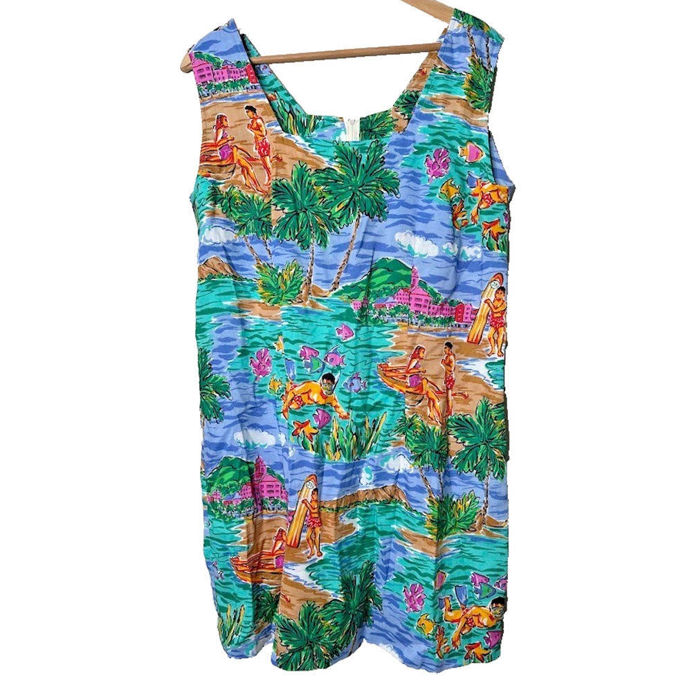 Vintage Joe Kealoha Dress Large Hawaiian Beach Surf Tropical Island‎ Vacation